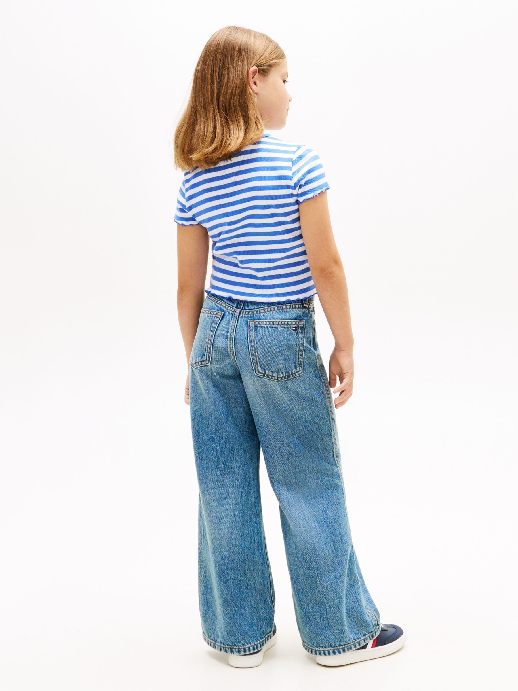 Dsiney Kidz - Tommy Hilfiger Blue Essential Ruffle Extra Slim Ribbed Top image 3