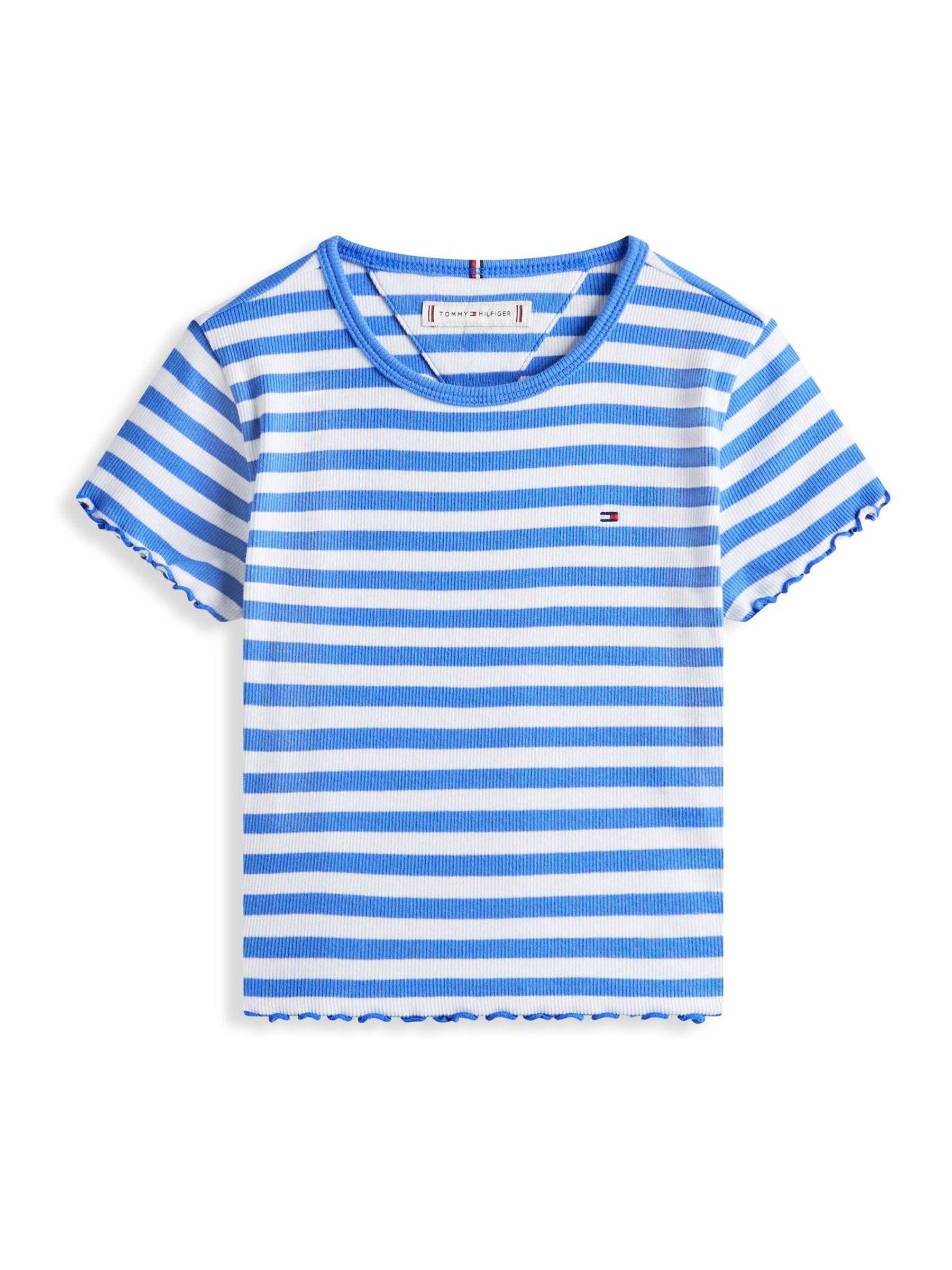 Dsiney Kidz - Tommy Hilfiger Blue Essential Ruffle Extra Slim Ribbed Top image 5