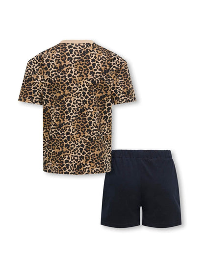 Dsiney Kidz - ONLY KIDS Black Leopard Print Pyjama Top and Shorts Set image 2