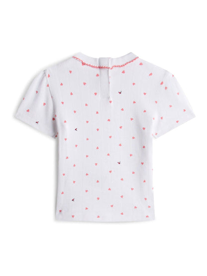Tommy Hilfiger White Heart Print Pointelle T-Shirt image 2