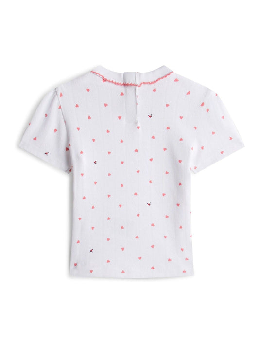 Tommy Hilfiger White Heart Print Pointelle T-Shirt image 2