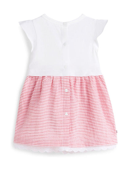 Tommy Hilfiger White Stripe Seersucker Broderie Short Sleeve Dress image 2