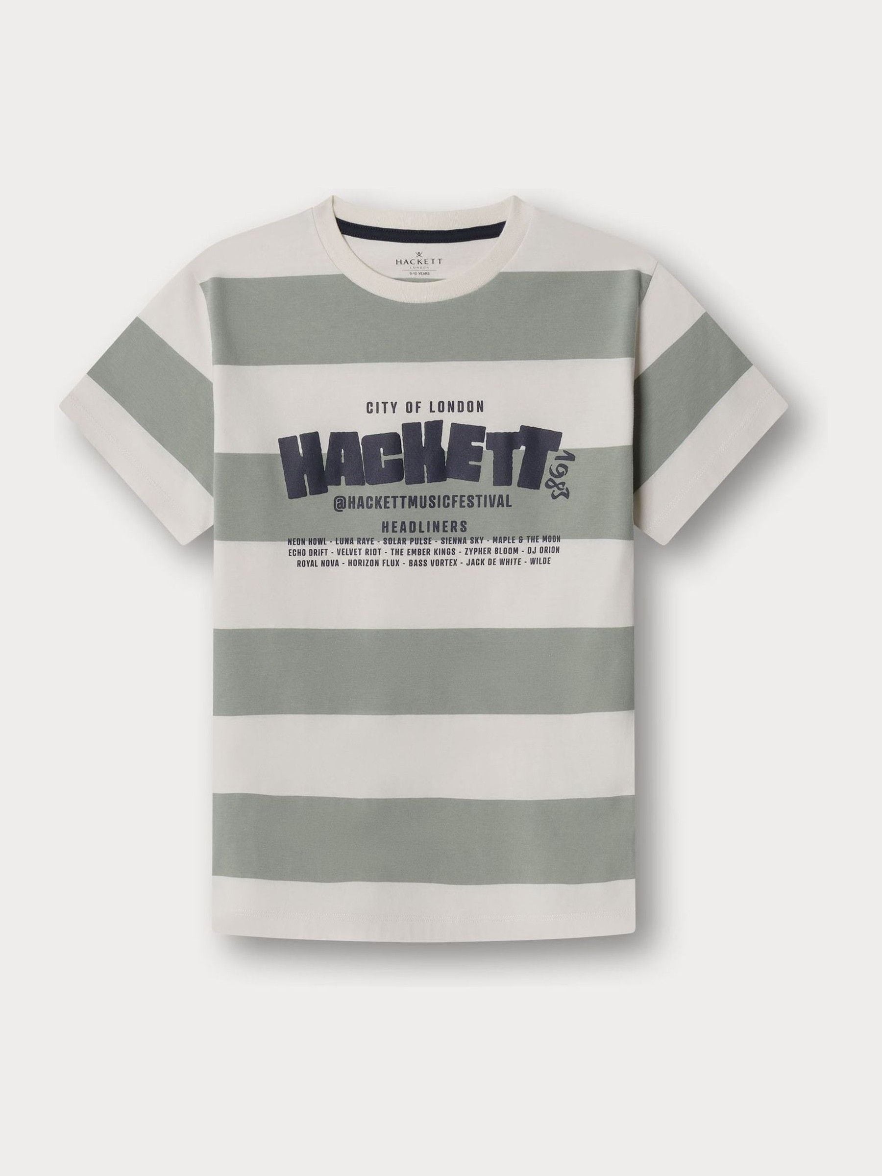 Dsiney Kidz - Hackett Green Classic Fit Stripe Graphic Festival T-Shirt image 1
