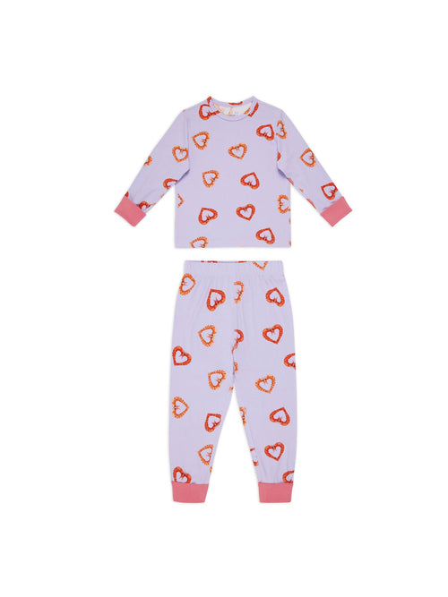 Chelsea Peers Pink Kids Pasta Stripe/Shrimp Heart Print Long Pyjamas Sets 2 Pack 1-12 Years - image 2