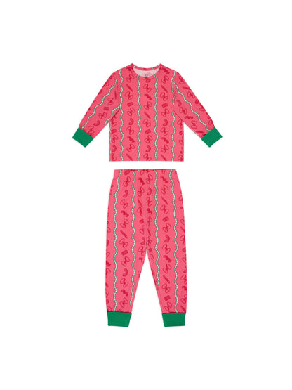 Chelsea Peers Pink Kids Pasta Stripe/Shrimp Heart Print Long Pyjamas Sets 2 Pack 1-12 Years - image 3