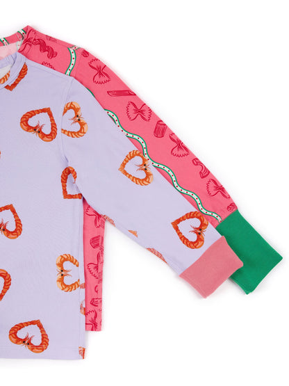 Chelsea Peers Pink Kids Pasta Stripe/Shrimp Heart Print Long Pyjamas Sets 2 Pack 1-12 Years - image 4