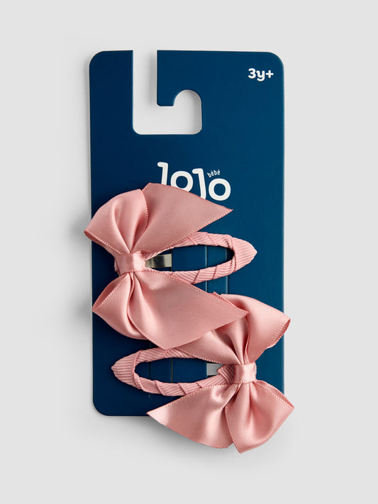 JoJo Maman Bébé Light Pink 2 Pack Bow Hair Clips image 1