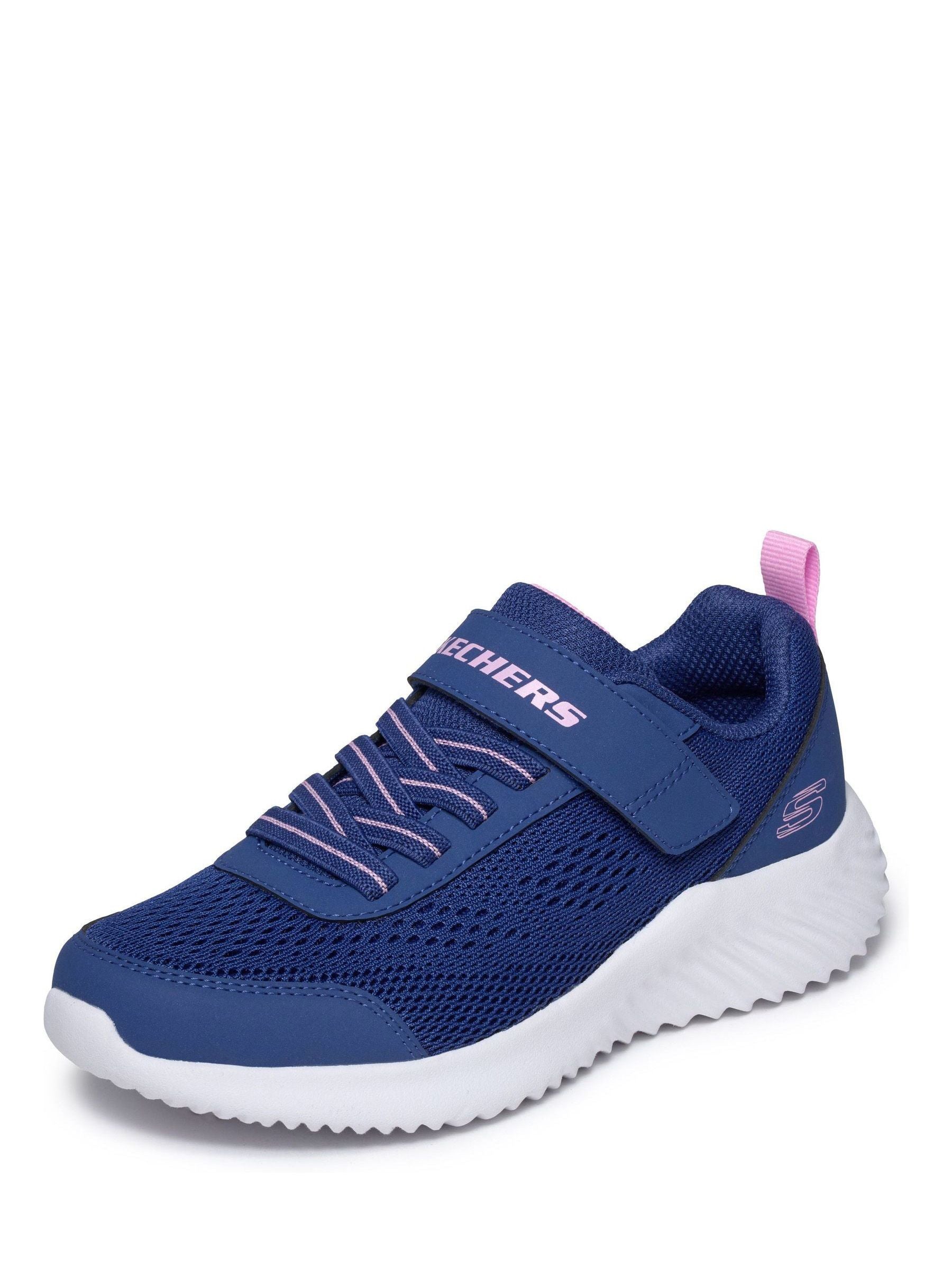 Skechers Navy Bounder Gore and Strap Kids Trainers image 4