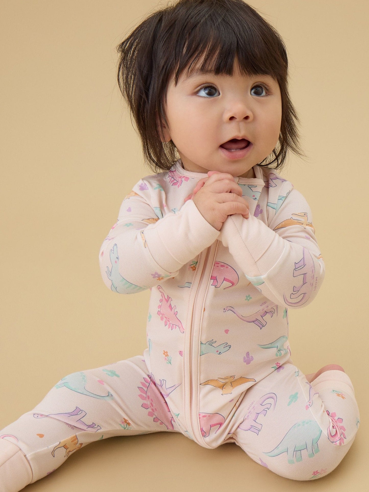 MORI Pink Supersoft Dinosaur Nights Clever Zip Sleepsuit image 2