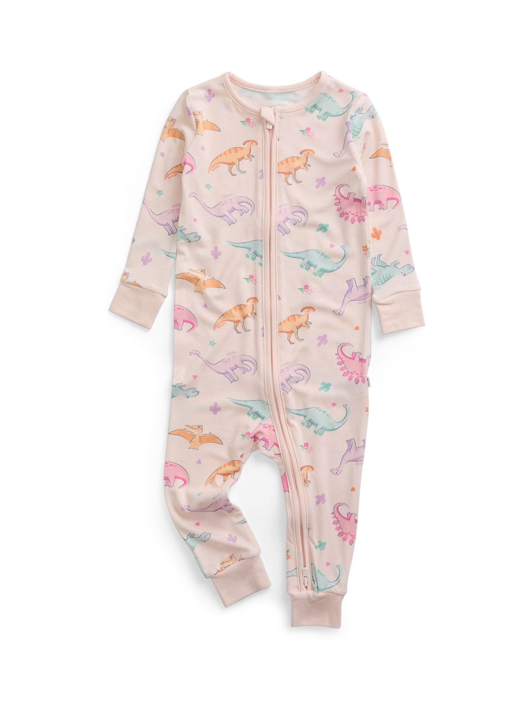 MORI Pink Supersoft Dinosaur Nights Clever Zip Sleepsuit image 3