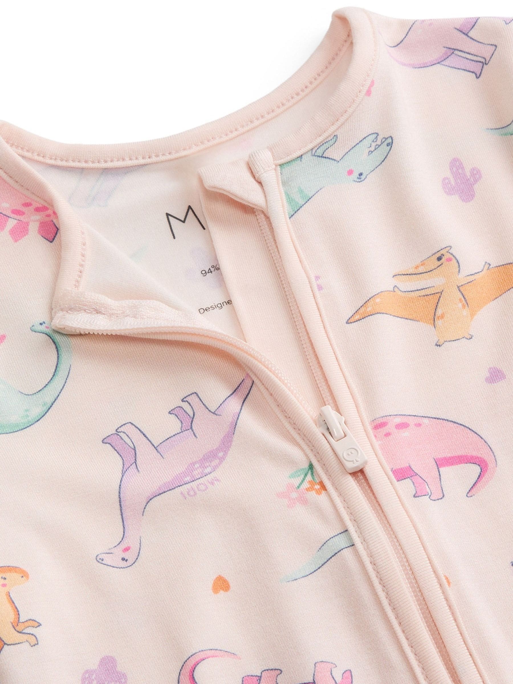 MORI Pink Supersoft Dinosaur Nights Clever Zip Sleepsuit image 4