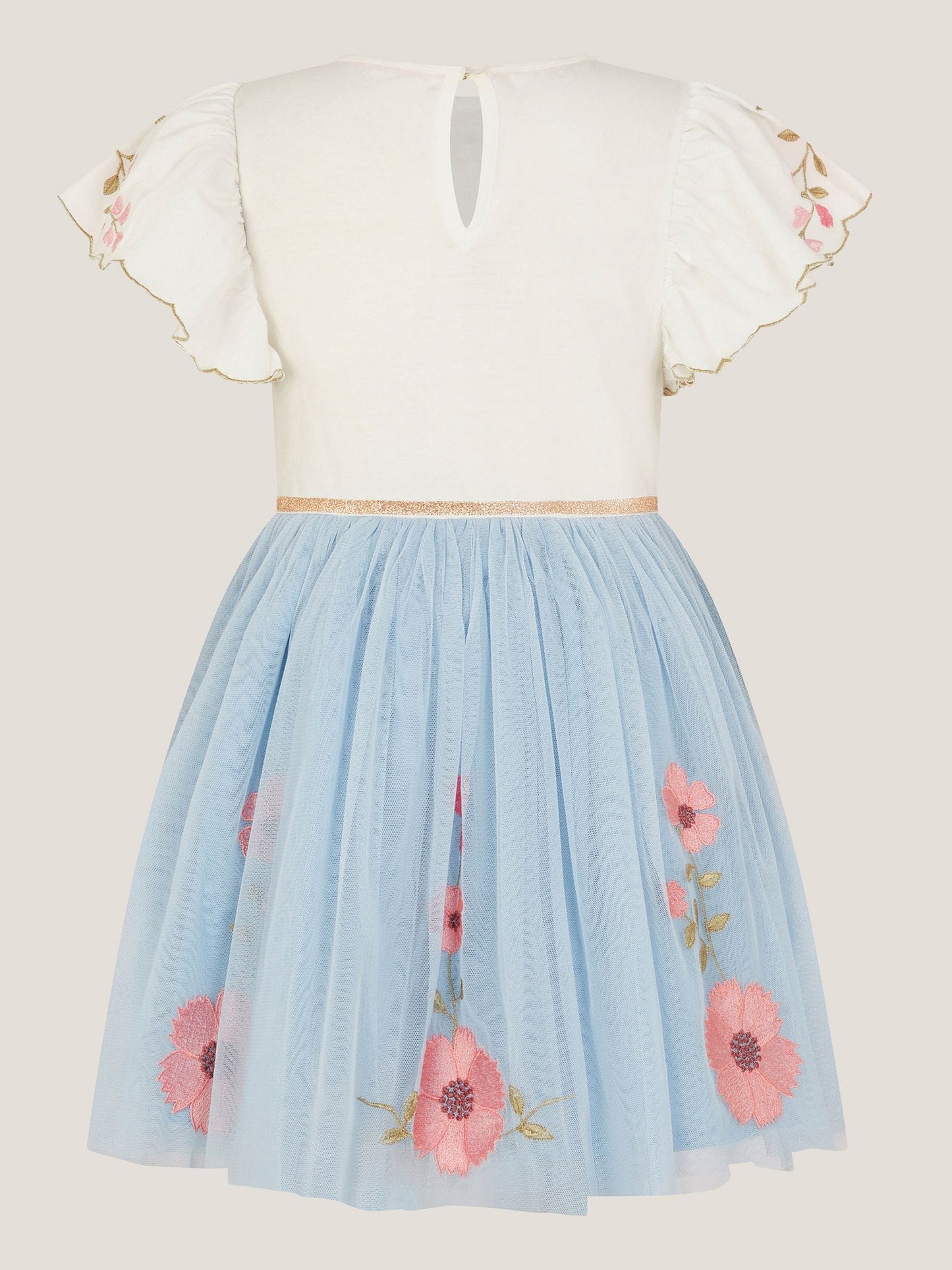Monsoon Blue Embroidered Floral Tulle Disco Dress image 3