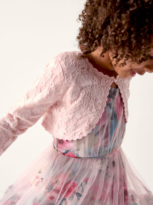 Monsoon Pink Emilia Lace Scallop Cardigan image 1