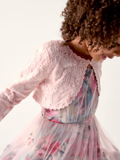 Monsoon Pink Emilia Lace Scallop Cardigan image 1
