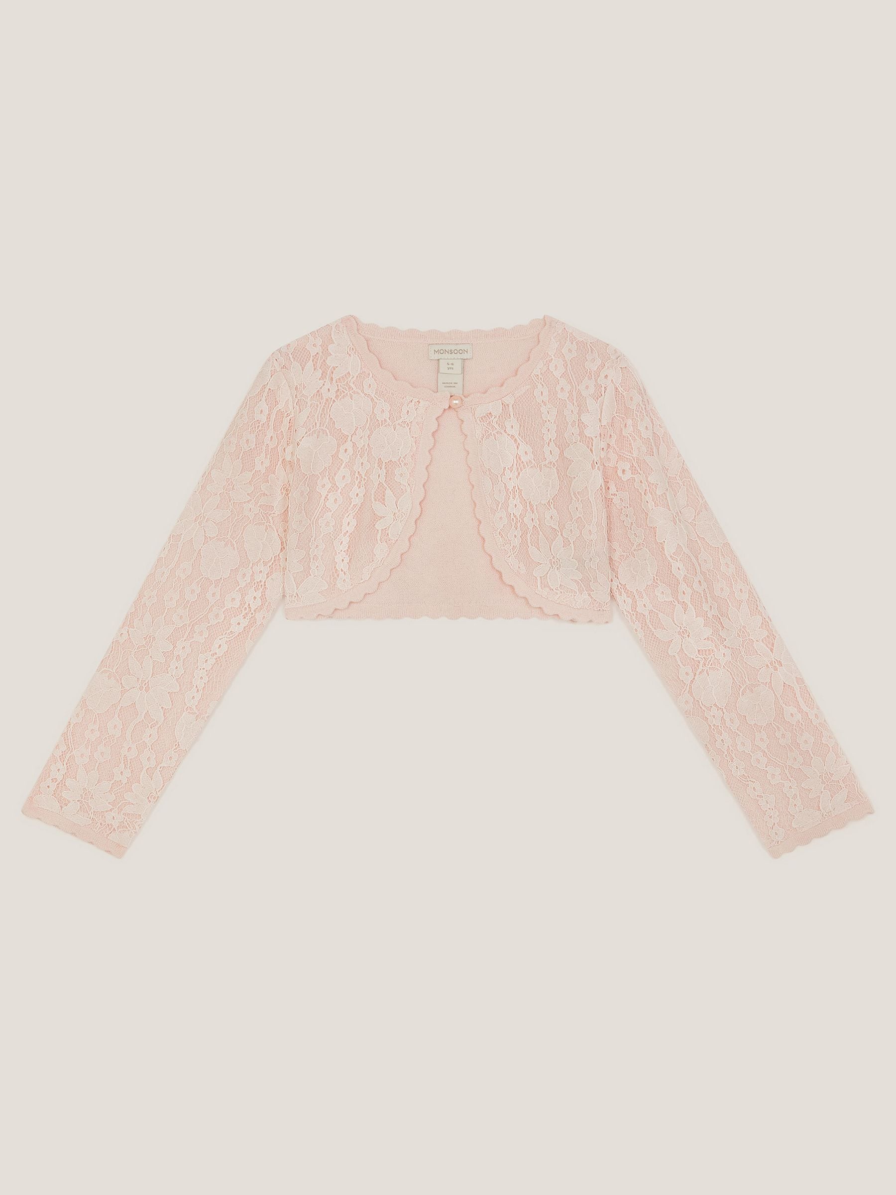 Monsoon Pink Emilia Lace Scallop Cardigan image 2