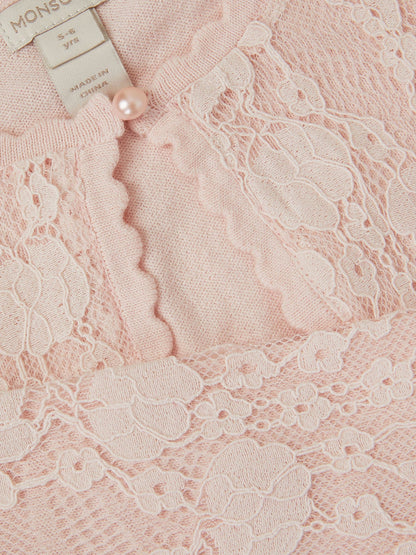 Monsoon Pink Emilia Lace Scallop Cardigan image 4