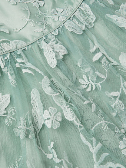 Monsoon Sage Green Montecarlo Floral Embroidered Party Dress image 3