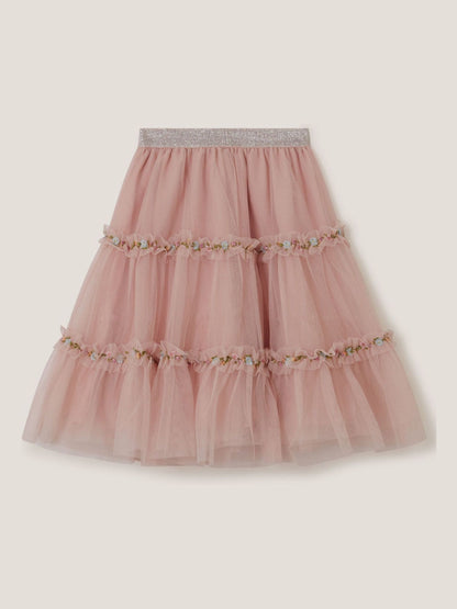 Monsoon Pink Floral Embroidered Tulle Skirt image 2