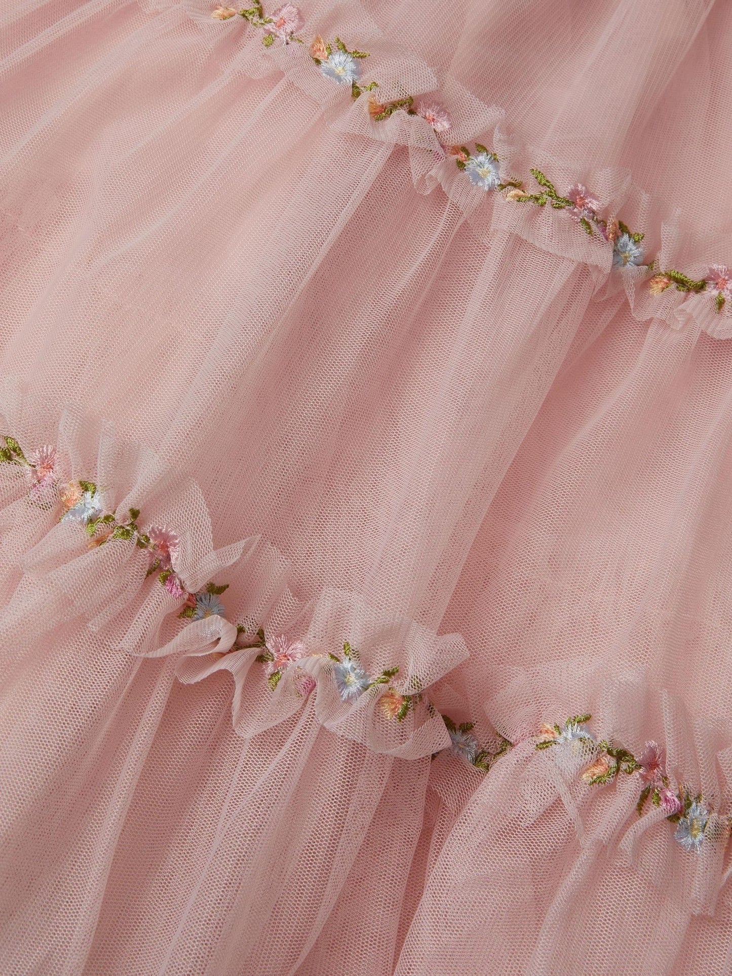 Monsoon Pink Floral Embroidered Tulle Skirt image 3