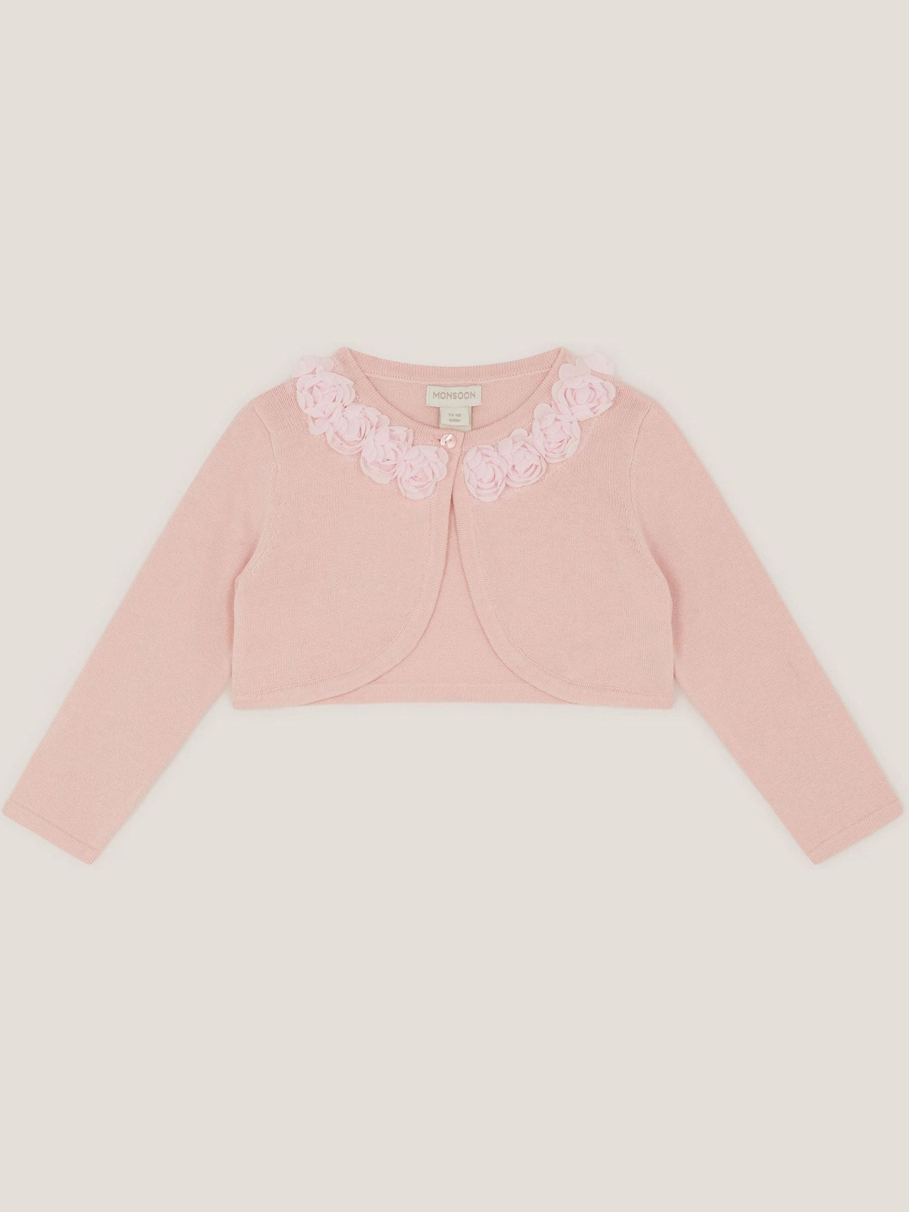 Monsoon Pink Baby Ottilie Appliqué Rose Cardigan image 1