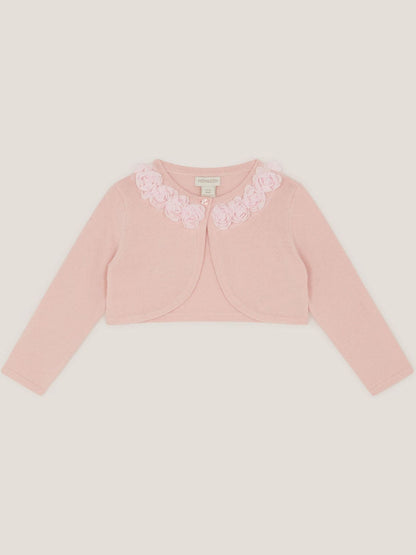 Monsoon Pink Baby Ottilie Appliqué Rose Cardigan image 1