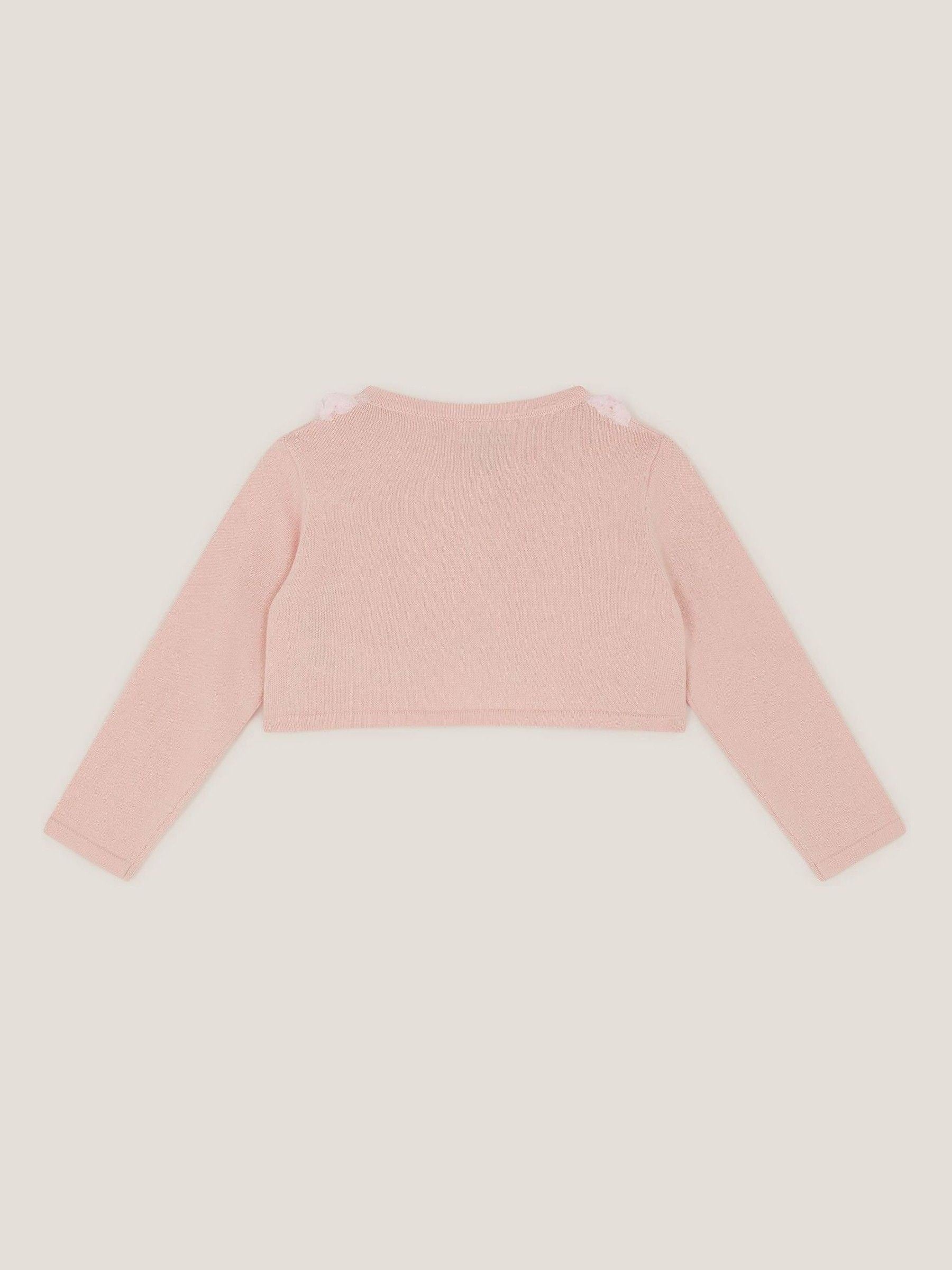 Monsoon Pink Baby Ottilie Appliqué Rose Cardigan image 2