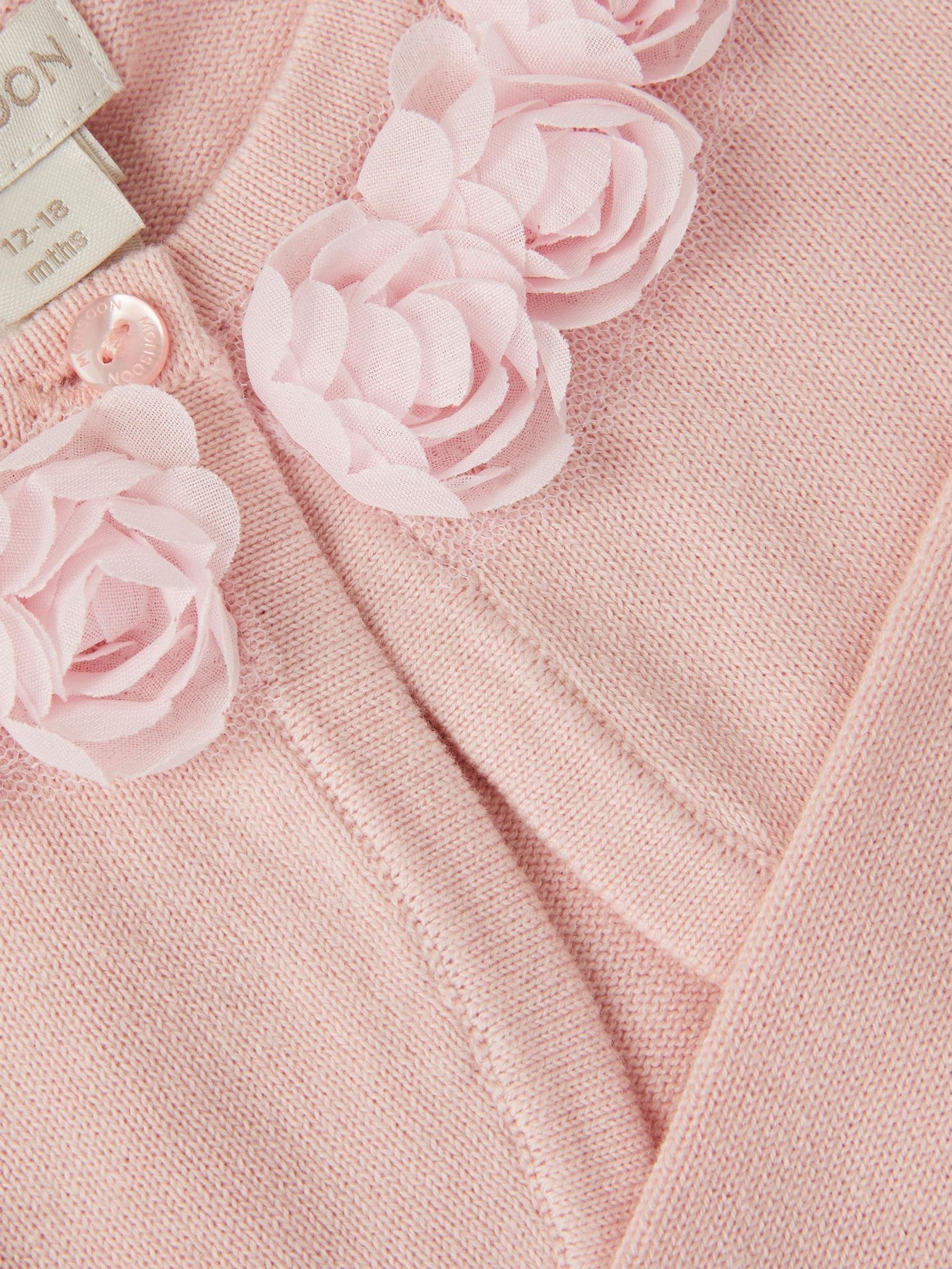 Monsoon Pink Baby Ottilie Appliqué Rose Cardigan image 3