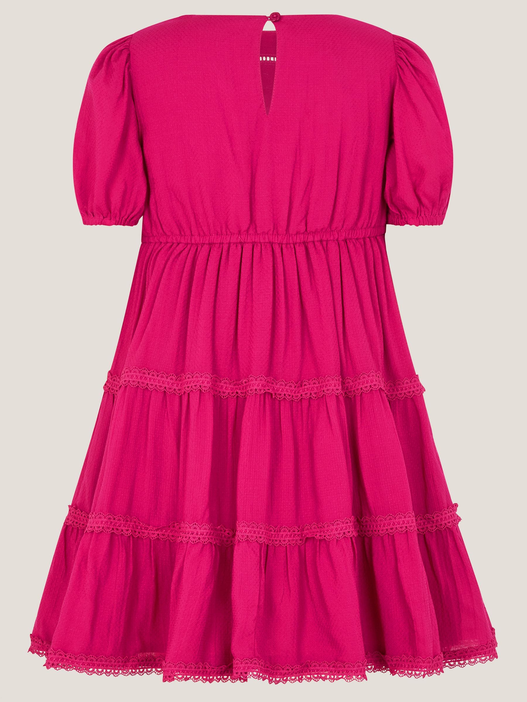 Monsoon Pink Puff Sleeve Lace Tier Dress image 3