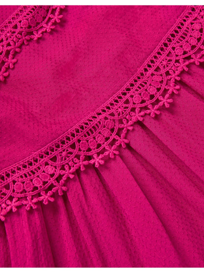 Monsoon Pink Puff Sleeve Lace Tier Dress image 4