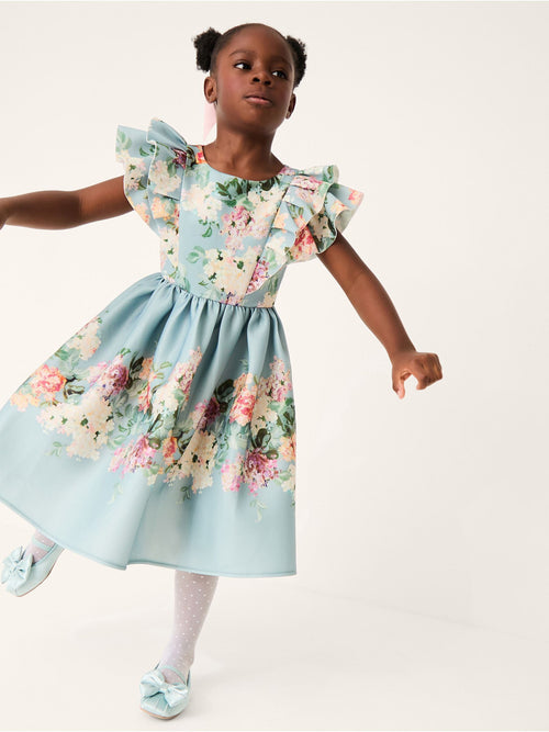 Monsoon Blue Cassie Floral Print Ruffle Dress image 1