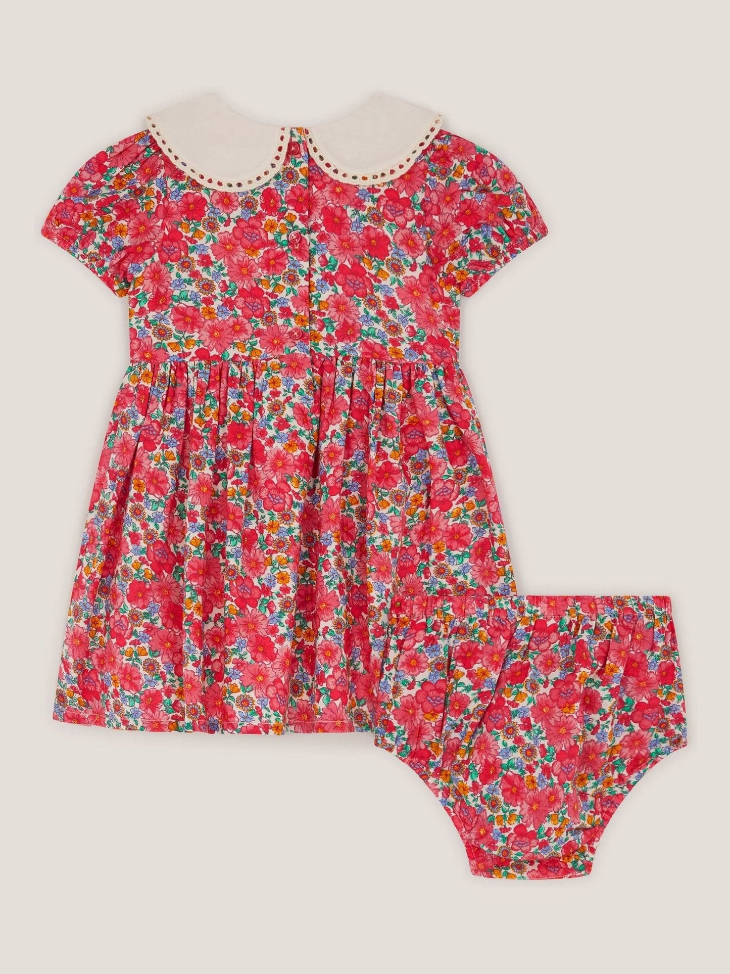 Monsoon Pink Floral Puff Sleeve Dress & Briefs image 2