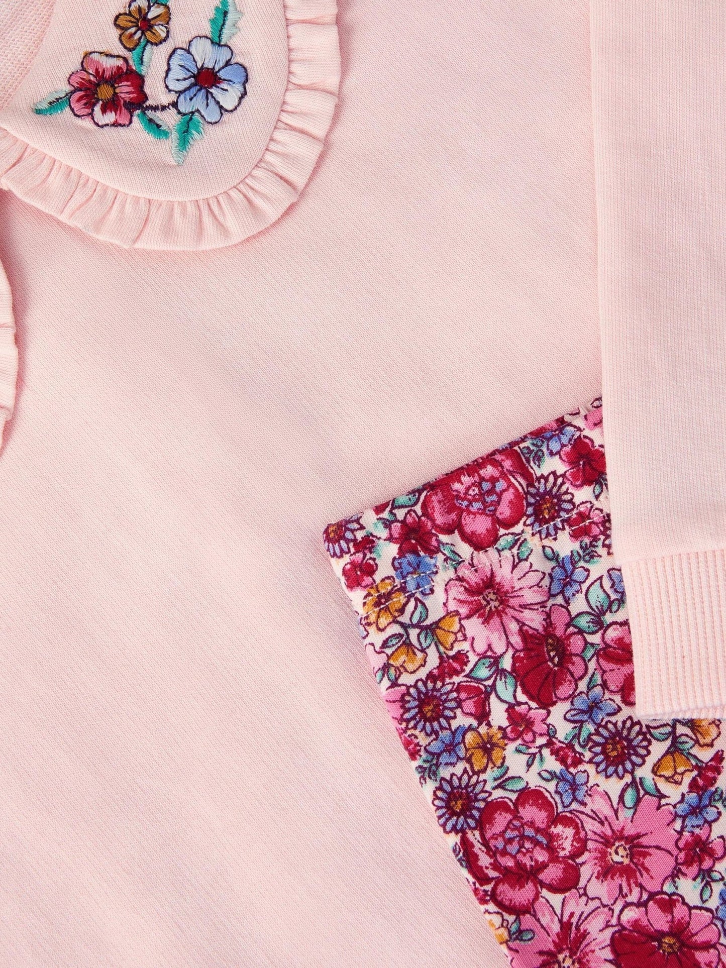 Monsoon Pink Collar Top & Floral Leggings Set image 3