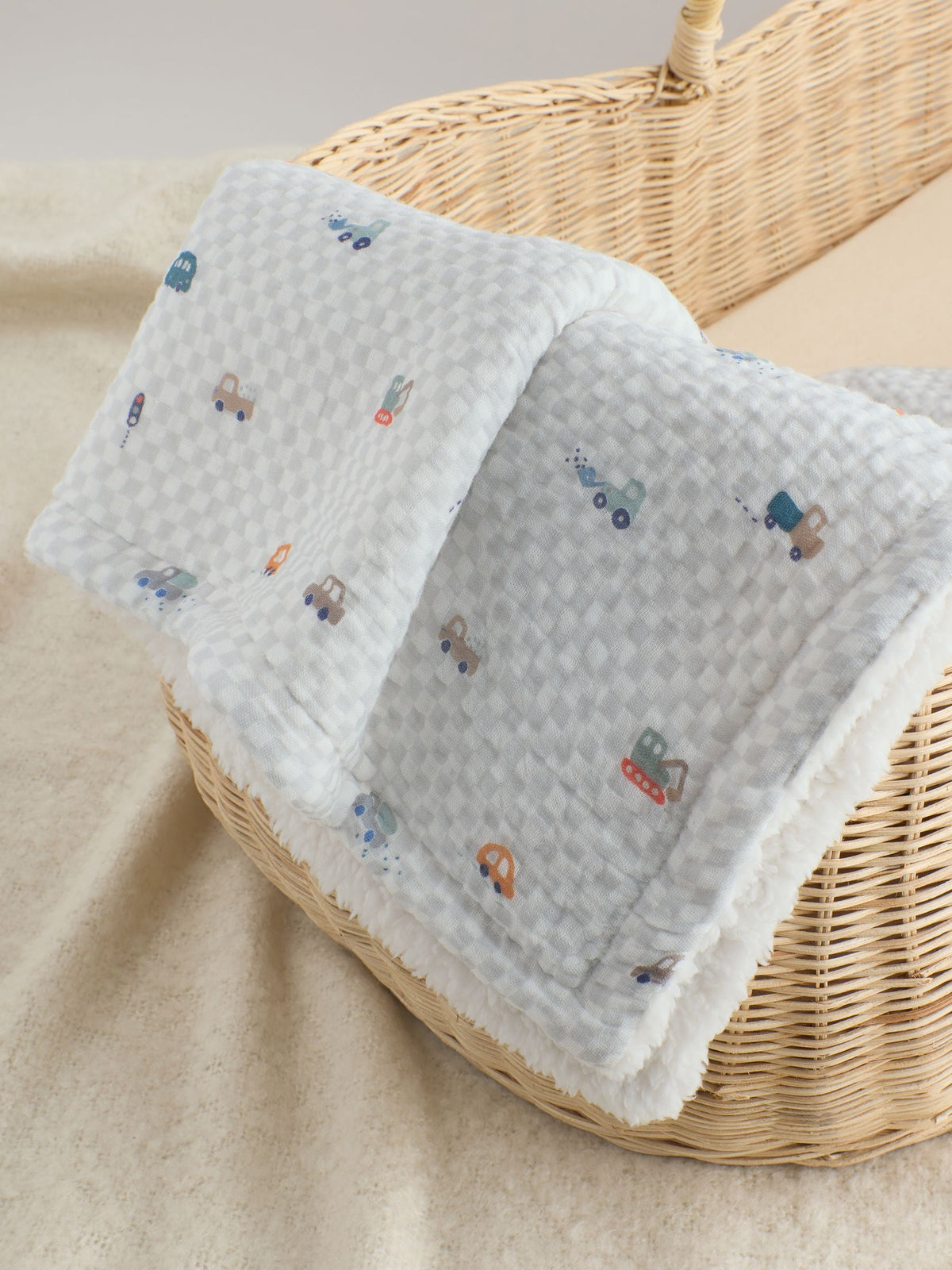 Checkerboard Cars Muslin Baby Fleece Blanket - image 2