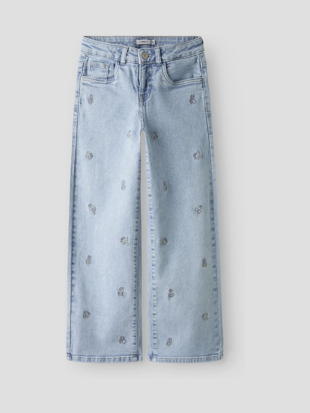 Dsiney Kidz - Name It Blue Wide Leg Heart Embroided Floral Jeans image 1