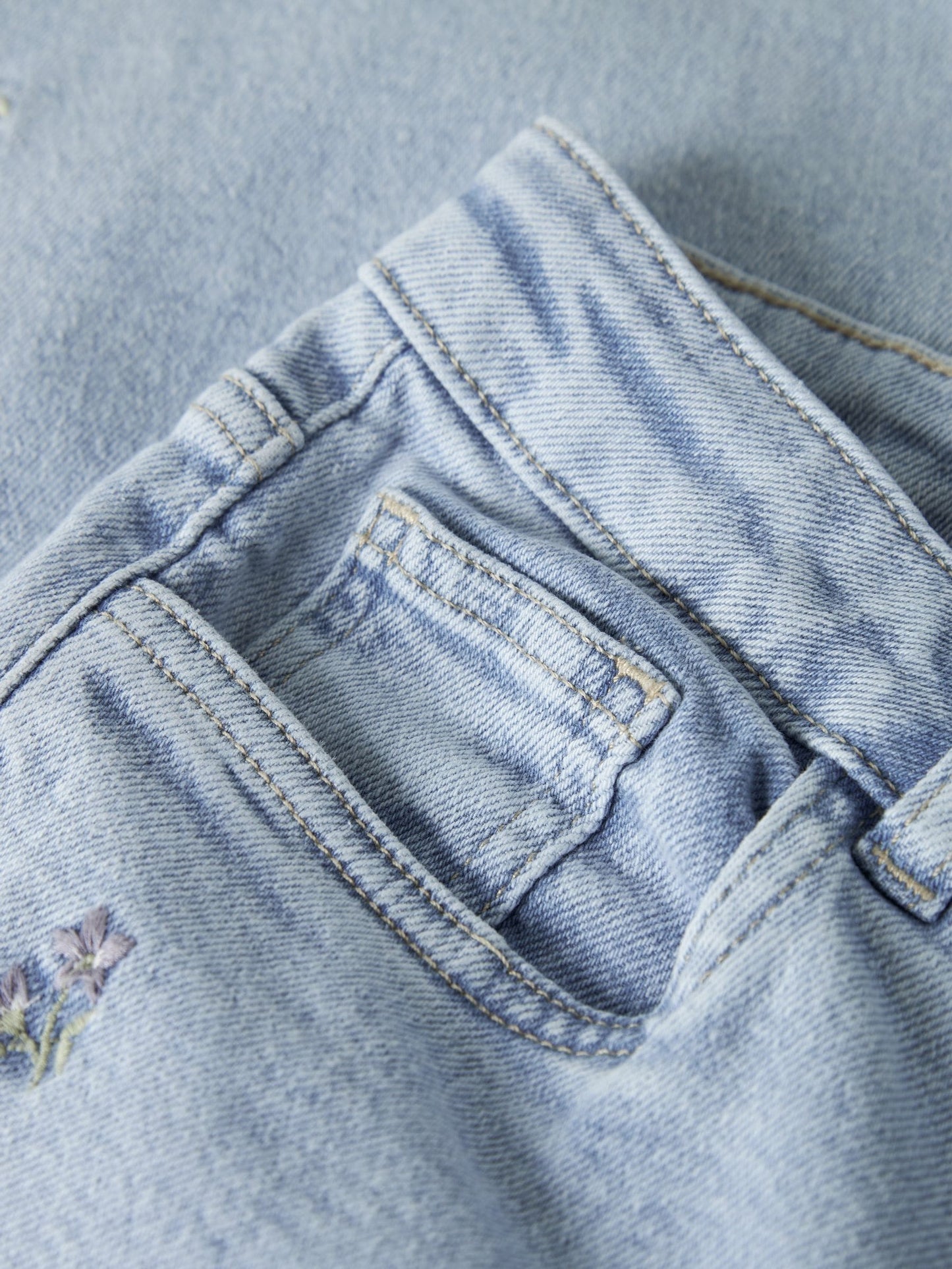 Dsiney Kidz - Name It Blue Wide Leg Heart Embroided Floral Jeans image 3