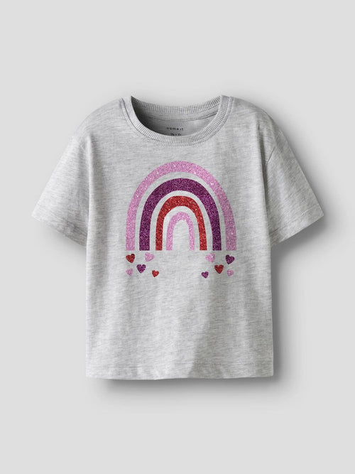 Name It Grey Glitter Rainbow Short Sleeve T-Shirt image 1