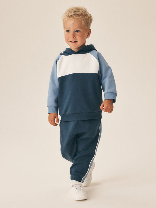 Blue Colour Block Hoodie and Joggers Set (3mths-7yrs) image 1