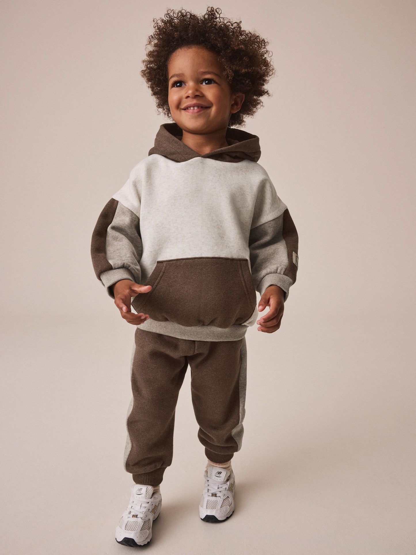 Dsiney Kidz - Chocolate Brown Colour Block Hoodie and Joggers Set (3mths-7yrs) image 1