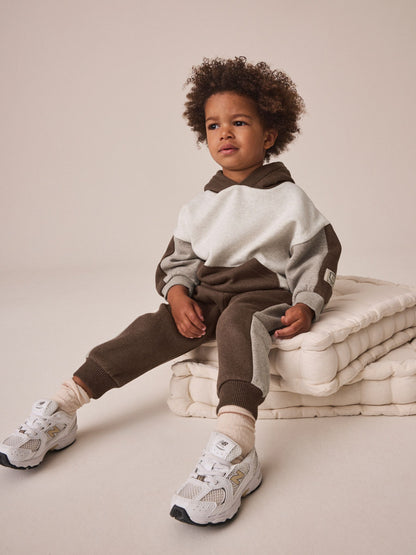 Dsiney Kidz - Chocolate Brown Colour Block Hoodie and Joggers Set (3mths-7yrs) image 2