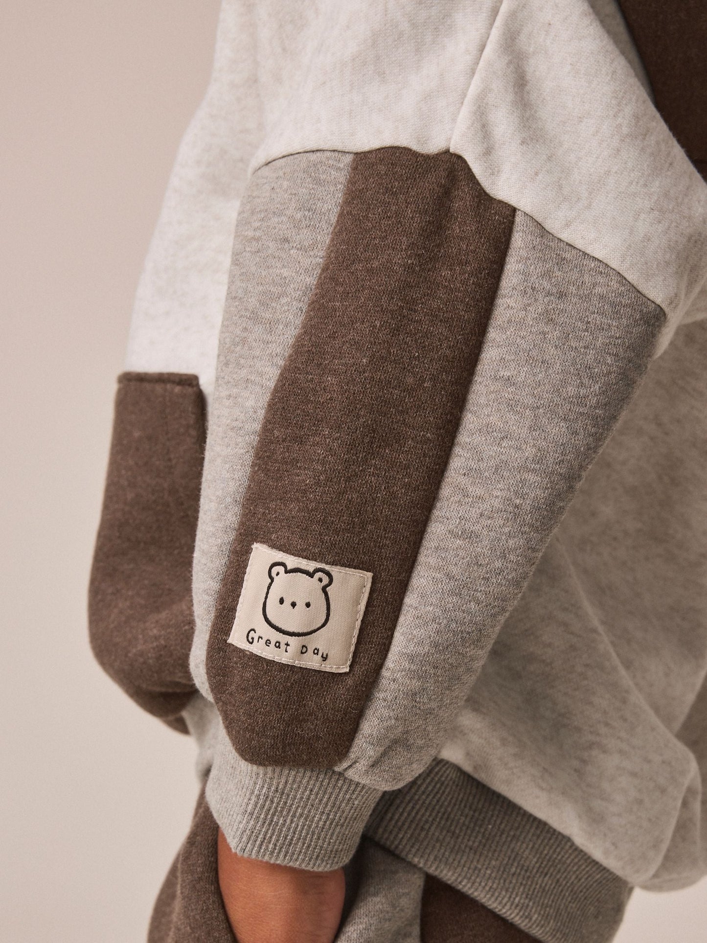 Dsiney Kidz - Chocolate Brown Colour Block Hoodie and Joggers Set (3mths-7yrs) image 4