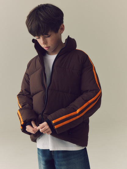 Brown Side Stripe Padded Collared Coat (3-16yrs) - image 2