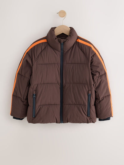 Brown Side Stripe Padded Collared Coat (3-16yrs) - image 7