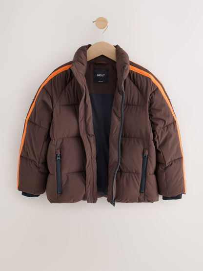 Brown Side Stripe Padded Collared Coat (3-16yrs) - image 8