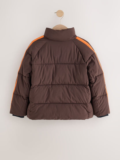Brown Side Stripe Padded Collared Coat (3-16yrs) - image 9