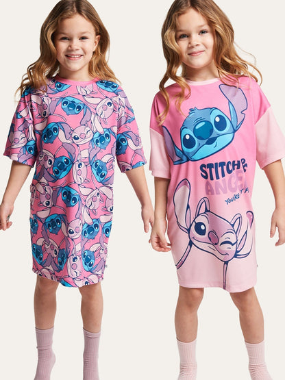Brand Threads Pink Lilo & Stitch Nighties 2 Pack - image 1