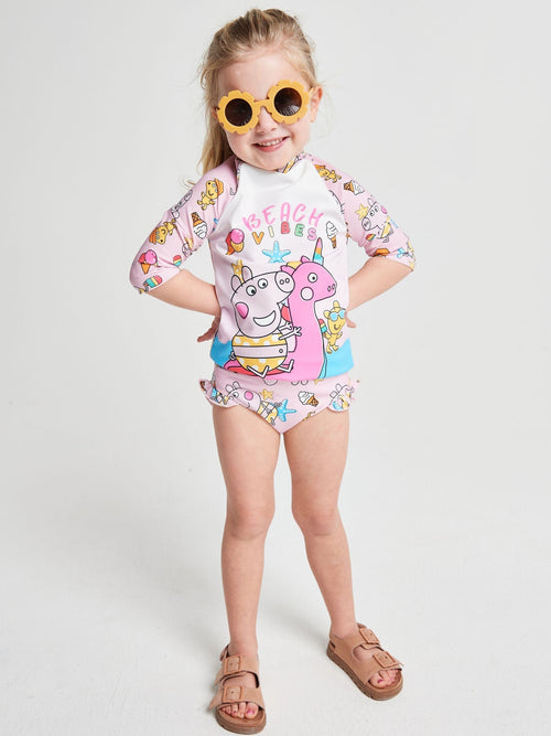 Brand Threads Pink Peppa Pig Swim Set image 1