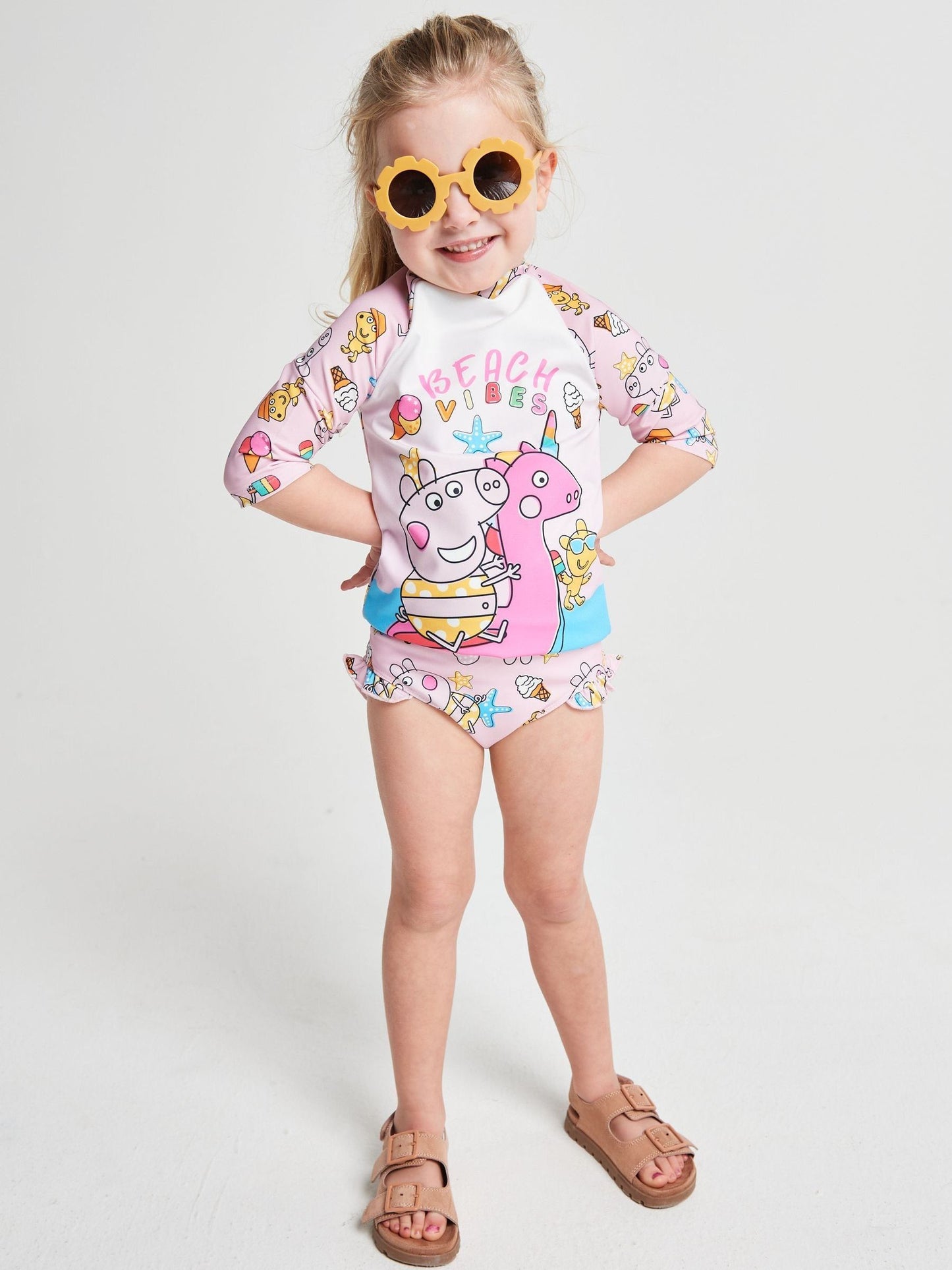 Brand Threads Pink Peppa Pig Swim Set image 1