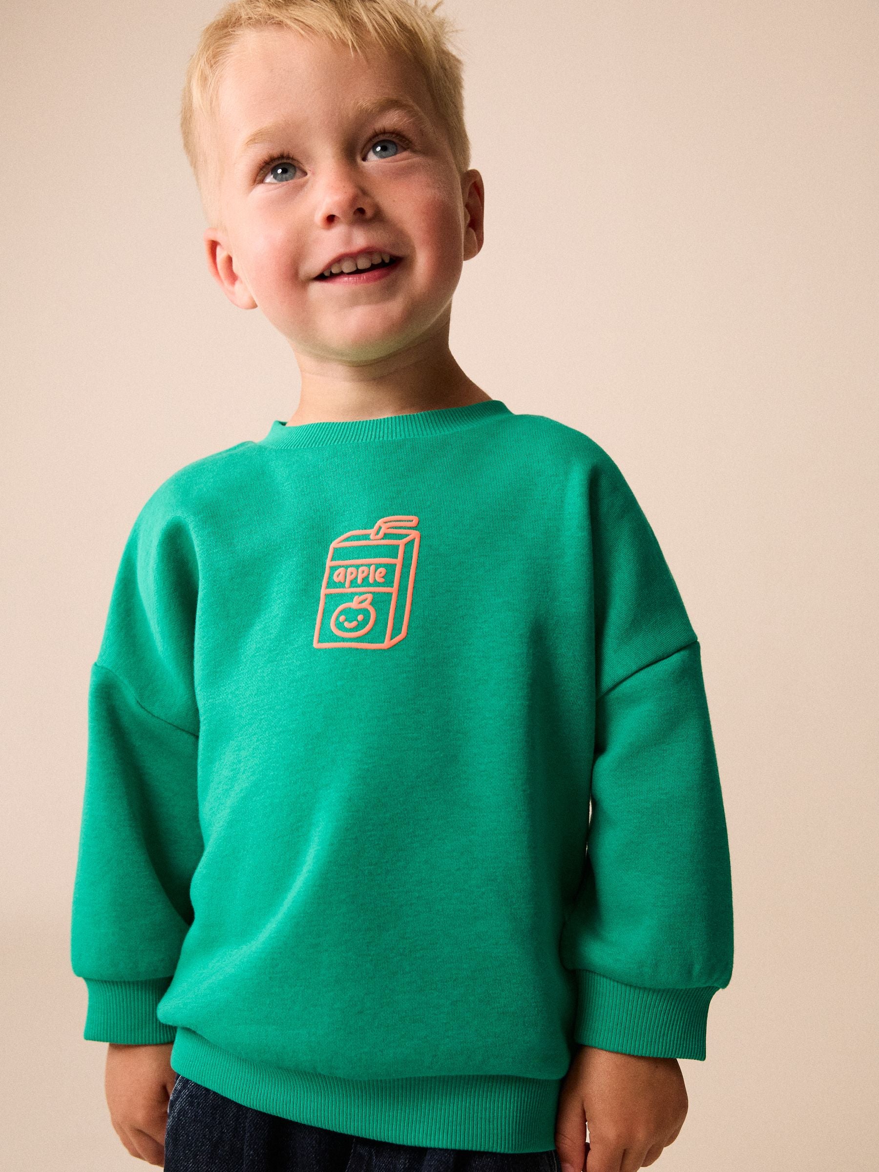 Dsiney Kidz - Green Juice Box Printed Crew Neck Sweat Top (3mths-7yrs) image 1