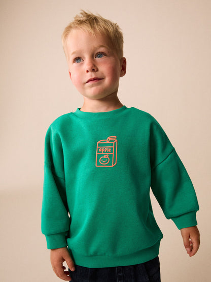Dsiney Kidz - Green Juice Box Printed Crew Neck Sweat Top (3mths-7yrs) image 2