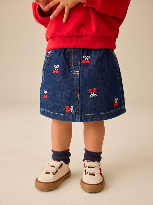 Dsiney Kidz - Denim Cherry Embroidery Pull-On Skirt (3mths-7yrs) image 1